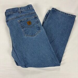 Carhartt Relaxed Fit Jeans Blue 100% Cotton Mens‎ 44x30 Work Denim B160 DST